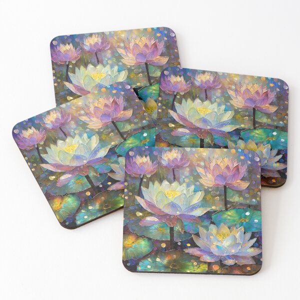 Item preview, Colorful Lotus Flowers Blossoming in the Snow designed and sold by Lee Hiller Designs.