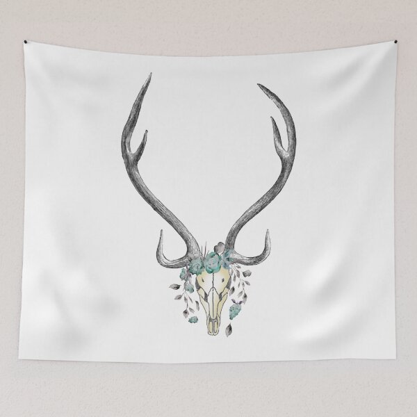Item preview, Floral Stag skull designed and sold by Leeanne Mackay.