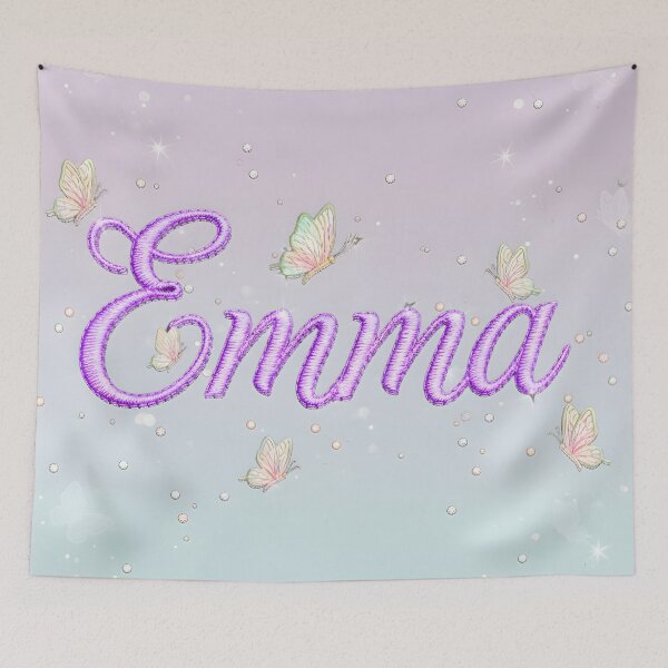 Item preview, Name Emma Embroidered Butterflies Purple Cursive Fairycore Ethereal designed and sold by JOSTH.
