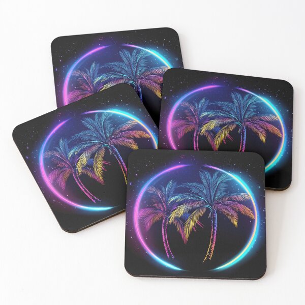 Item preview, Colorful palm trees in neon circle designed and sold by anytka.
