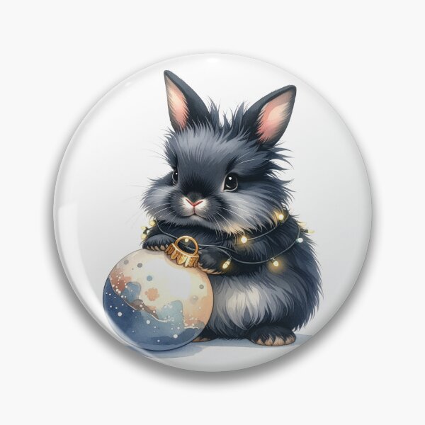 Item preview, Black and grey lionhead rabbit wrapped with Christmas lights, Christmas tree ball designed and sold by LiskoDesign.