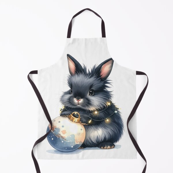 Item preview, Black and grey lionhead rabbit wrapped with Christmas lights, Christmas tree ball designed and sold by LiskoDesign.