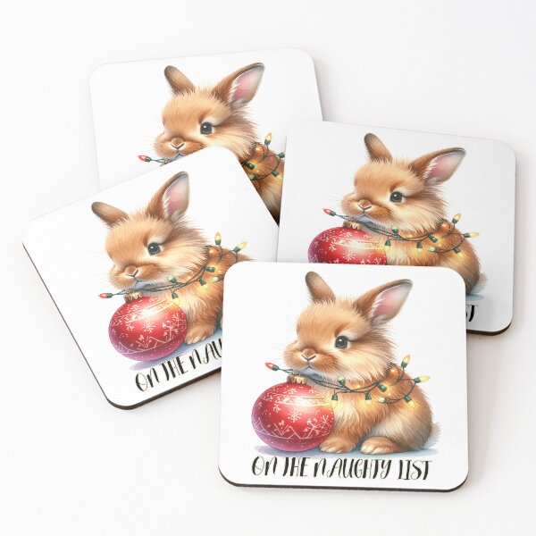Item preview, Brown lionhead rabbit wrapped with Christmas lights, Christmas tree ornament, naughty list designed and sold by LiskoDesign.