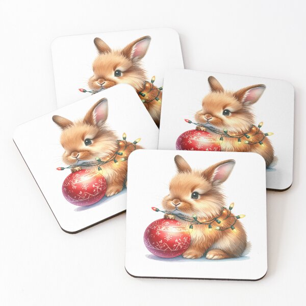 Item preview, Brown lionhead rabbit wrapped with Christmas lights, Christmas tree ball designed and sold by LiskoDesign.