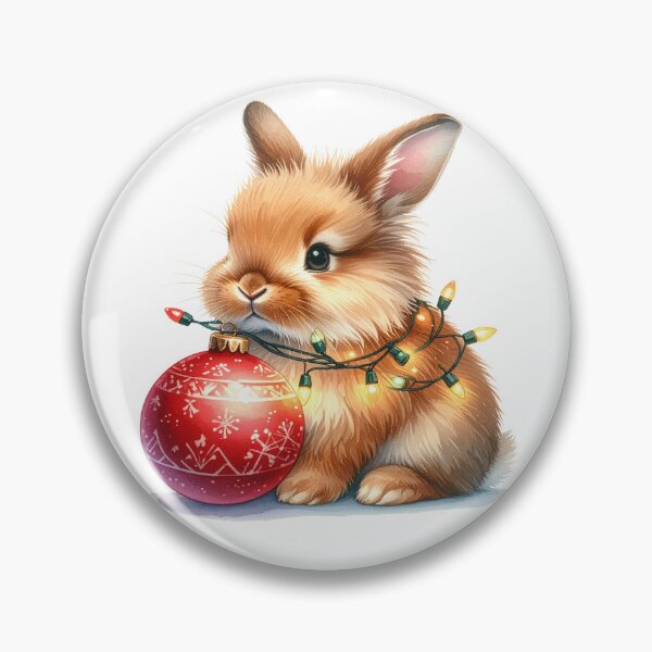 Item preview, Brown lionhead rabbit wrapped with Christmas lights, Christmas tree ball designed and sold by LiskoDesign.