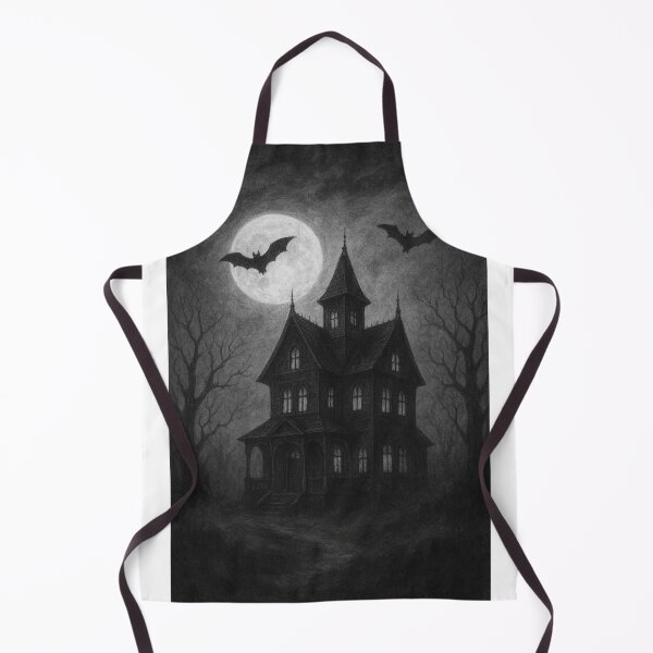 Item preview, Black and White Haunted House Under the Moon – Gothic Spooky Night Art designed and sold by PsyFlow35.