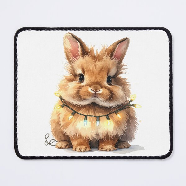 Item preview, Brown lionhead rabbit wrapped with Christmas lights designed and sold by LiskoDesign.