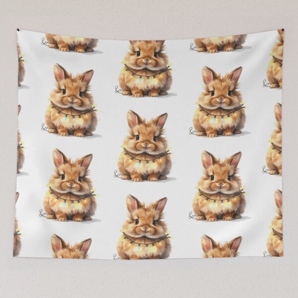 Item preview, Brown lionhead rabbit wrapped with Christmas lights designed and sold by LiskoDesign.