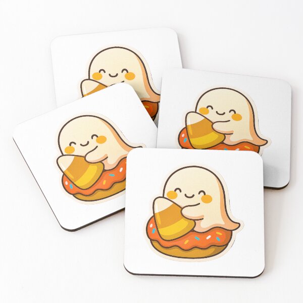 Item preview, Chubby Ghost Hugging Candy Corn – Kawaii Halloween Sticker designed and sold by jutharat456.