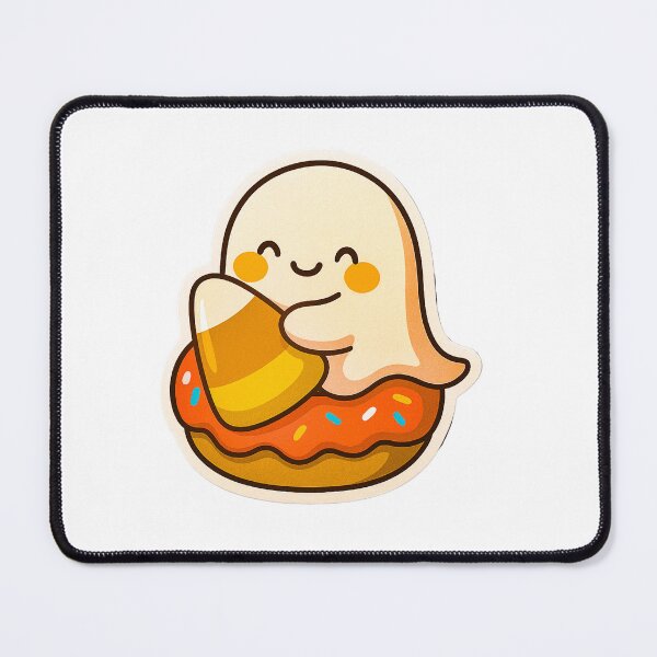 Item preview, Chubby Ghost Hugging Candy Corn – Kawaii Halloween Sticker designed and sold by jutharat456.