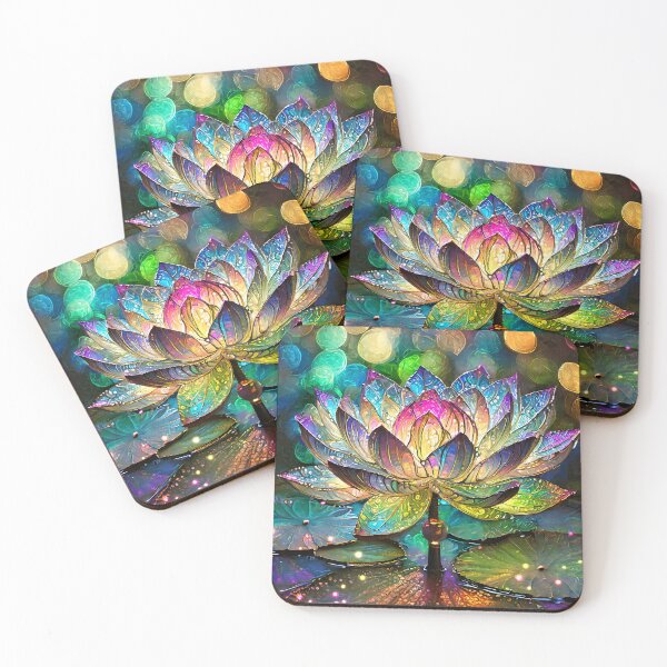 Item preview, Colorful Stained Glass Lotus Flower Sunrise designed and sold by Lee Hiller Designs.