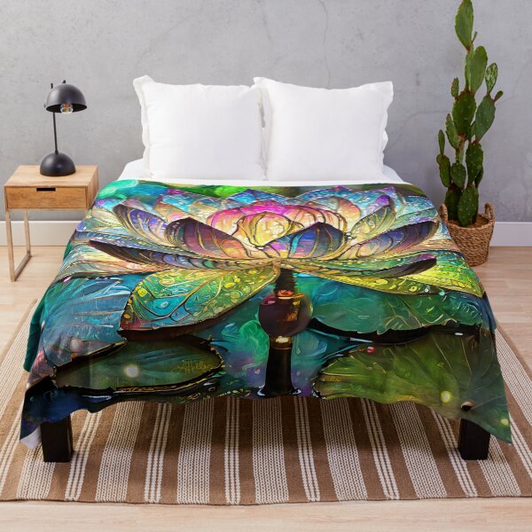 Item preview, Colorful Stained Glass Lotus Flower Sunrise designed and sold by Lee Hiller Designs.