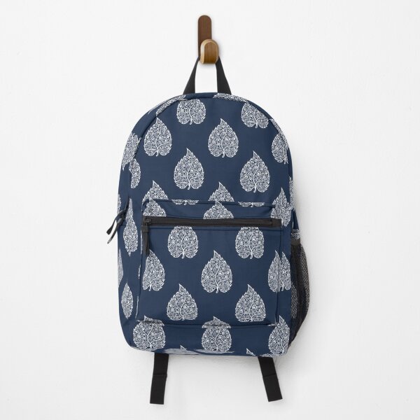 Item preview, Ornate White Leaf Seamless Pattern on deep blue designed and sold by HolmeProud.