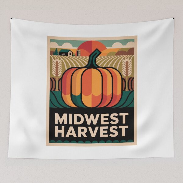 Item preview, Midwest Harvest Journey - Modern Pumpkin Fields Travel Poster designed and sold by pod24.
