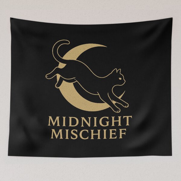 Item preview, Midnight Mischief – Playful Black Cat and Crescent Moon Design designed and sold by AddictiveDesign.