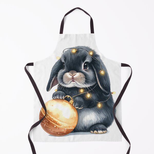 Item preview, Black grey Holland lop rabbit wrapped with Christmas lights, Christmas tree ball designed and sold by LiskoDesign.