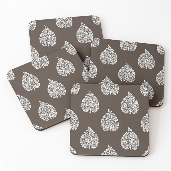 Item preview, Ornate White Leaf Seamless Pattern On Taupe designed and sold by HolmeProud.
