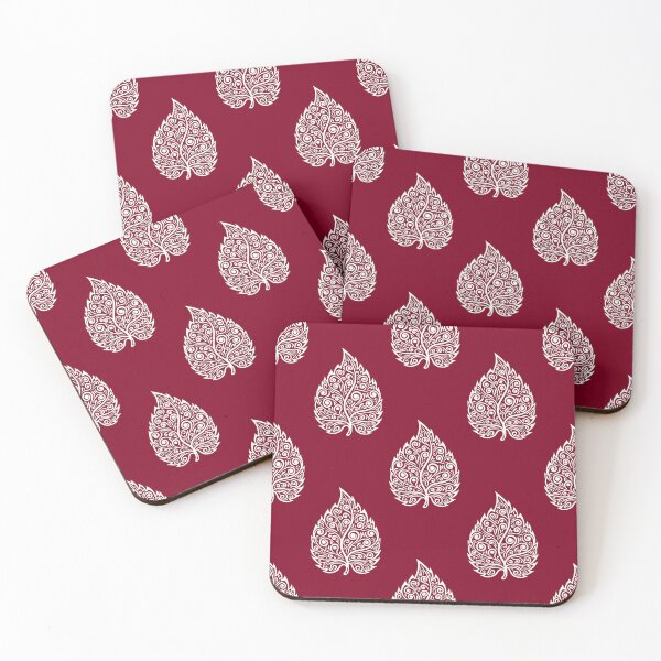 Item preview, Ornate White Leaf Seamless Pattern On Burgundy / Wine designed and sold by HolmeProud.