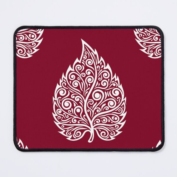 Item preview, Ornate White Leaf Seamless Pattern On Burgundy / Wine designed and sold by HolmeProud.