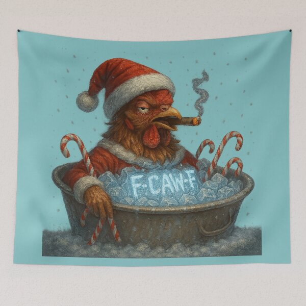 Item preview, F-CAW-F Santa Ice Bath Rooster – Funny Cold Christmas Design designed and sold by TrendTribeTP.