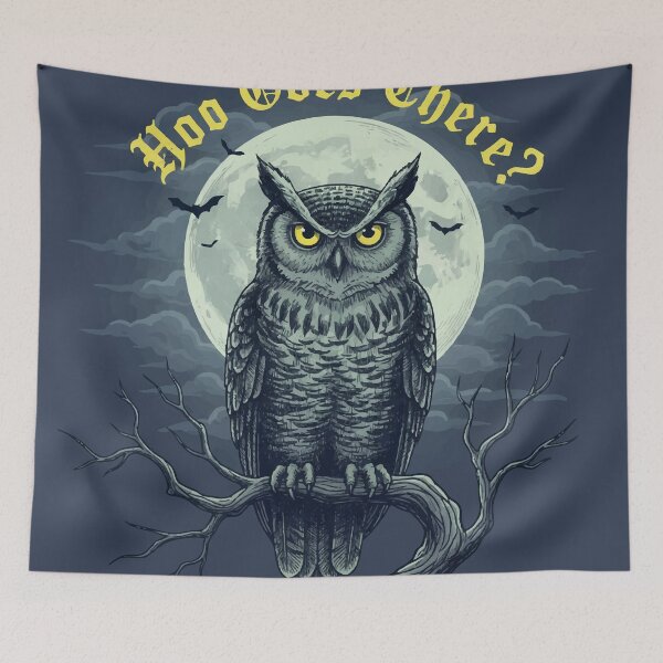 Item preview, Hoo Goes There? Spooky Owl Halloween Art designed and sold by SillyPawsStudio.