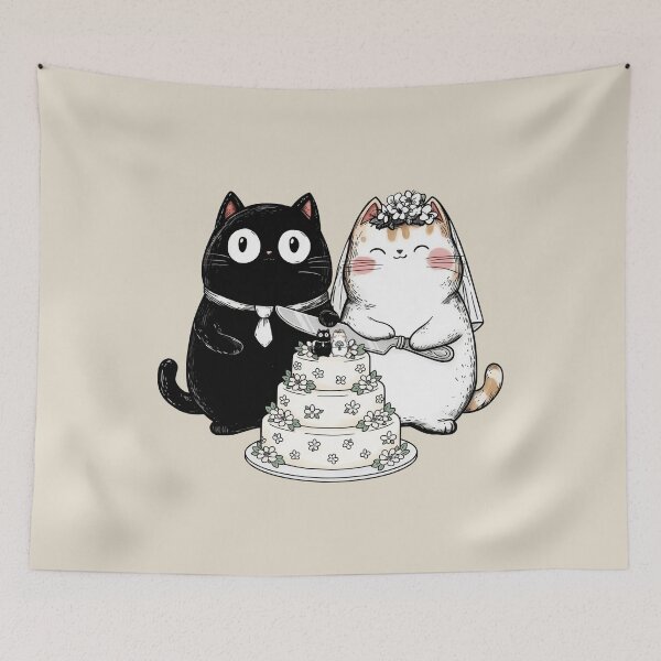 Item preview, Cat Wedding Ceremony, Vintage Design Style designed and sold by OrenjiArtShop.
