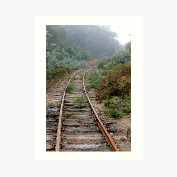 Rusty Rails into the Mist (Value Truth) Art Print