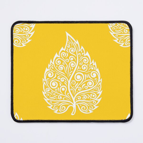 Item preview, Ornate White Leaf Seamless Pattern On Mustard Yellow designed and sold by HolmeProud.