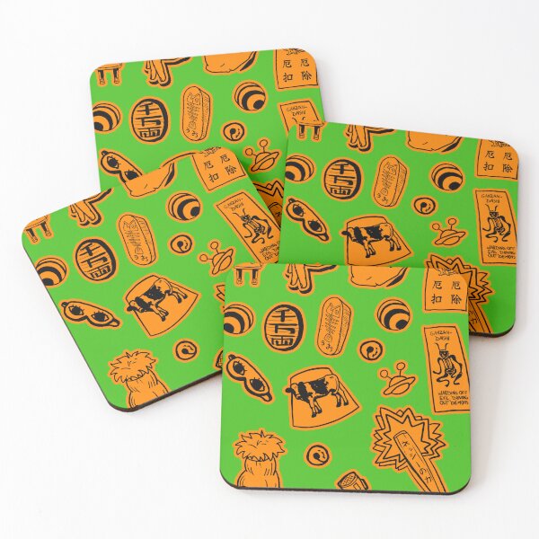 Item preview,  orange magic aliens robots yokai kaiju them patterns  designed and sold by angsty-angst.