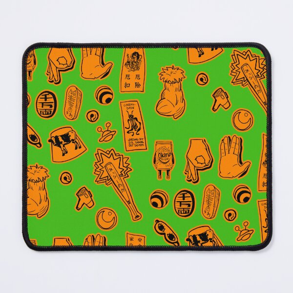 Item preview, orange magic aliens robots yokai kaiju them patterns designed and sold by angsty-angst.