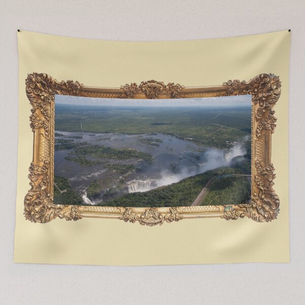 Item preview, Victoria Falls from the air – Magical aerial photo with a gold frame designed and sold by Katja LebenFreude.