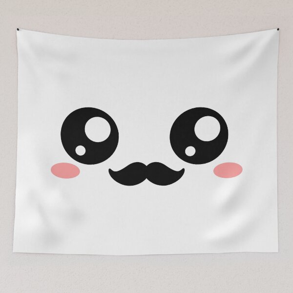 Item preview, Sweet kawaii blushing moustache face designed and sold by BlushyPrint.