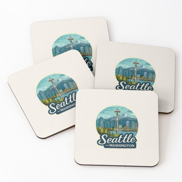 Item preview, Seattle Washington Vintage Travel Sticker Retro Skyline & Space Needle Design designed and sold by Blurbean.