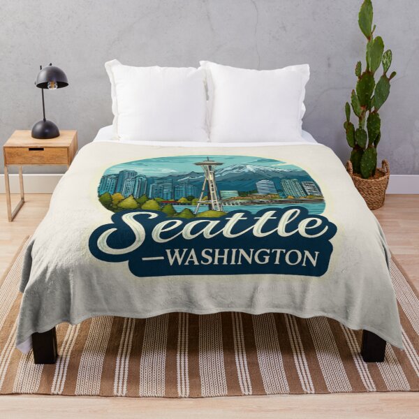 Item preview, Seattle Washington Vintage Travel Sticker Retro Skyline & Space Needle Design designed and sold by Blurbean.