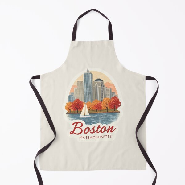 Item preview, Boston Massachusetts Vintage Travel Sticker Retro Skyline & Autumn Sailboat Scene designed and sold by Blurbean.