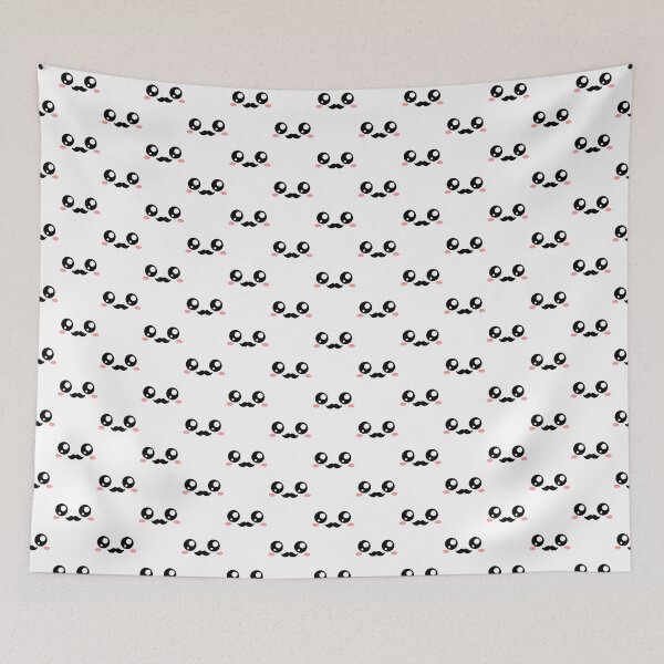 Item preview, Sweet kawaii blushing moustache face pattern designed and sold by BlushyPrint.