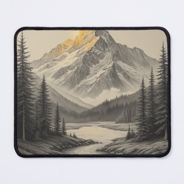 Item preview, "Golden Summit – Tranquil Mountain Light in Monochrome" designed and sold by NaomiRut.