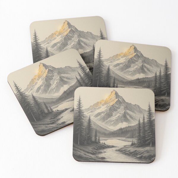 Item preview, "Golden Summit – Tranquil Mountain Light in Monochrome" designed and sold by NaomiRut.