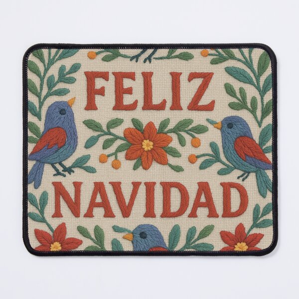 Item preview, Feliz Navidad Folk Embroidery – Mexican Textile Christmas design designed and sold by Meandmyshop.