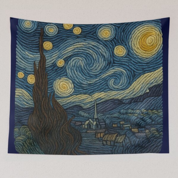 Item preview, A Starry Night in Yarn - Van Gogh designed and sold by VeryGoodFiber.