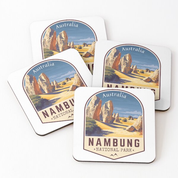 Item preview, Nambung National Park (the Pinnacles Desert) in Western Australia, Retro Travel Art Emblem designed and sold by MaateoDesign.
