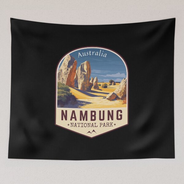 Item preview, Nambung National Park (the Pinnacles Desert) in Western Australia, Retro Travel Art Emblem designed and sold by MaateoDesign.