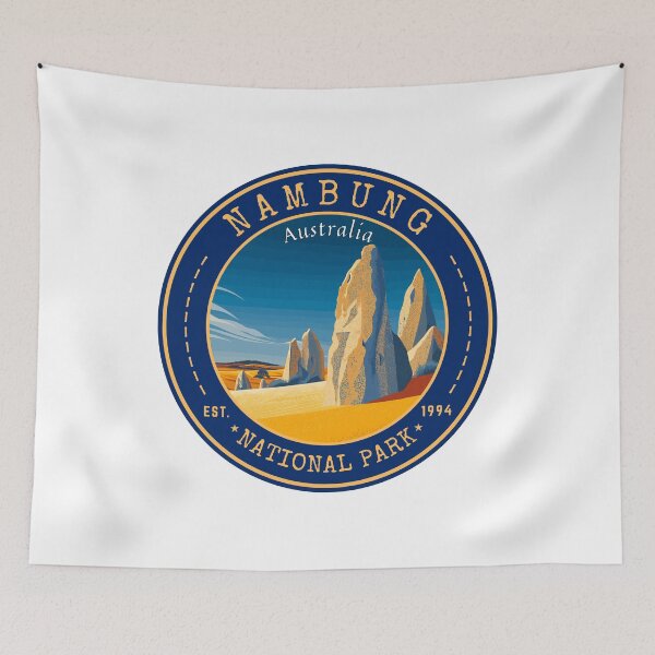 Item preview, Nambung National Park (the Pinnacles Desert) in Western Australia, Vintage Travel Art Circle Emblem designed and sold by MaateoDesign.