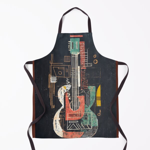 Item preview, Modern Geometric Guitar Design with Vibrant Colors and Contrasting Bold Lines designed and sold by OlfactoART Studio.