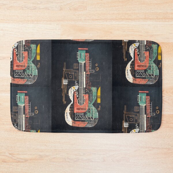Item preview, Modern Geometric Guitar Design with Vibrant Colors and Contrasting Bold Lines designed and sold by OlfactoART Studio.