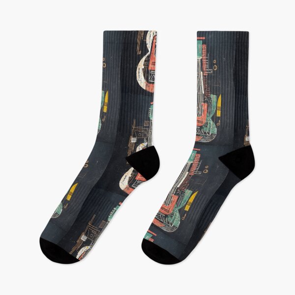 Item preview, Modern Geometric Guitar Design with Vibrant Colors and Contrasting Bold Lines designed and sold by OlfactoART Studio.