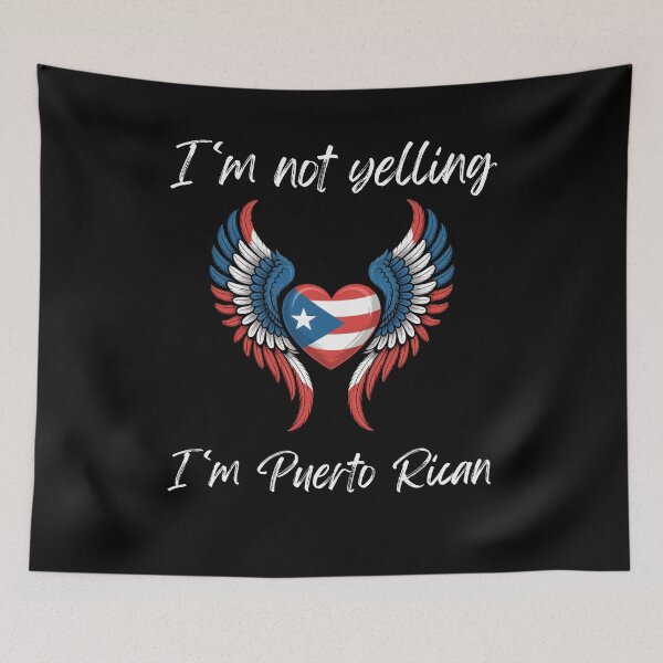 Item preview, I'm not yelling I'm Puerto Rican flag Heart angel wings designed and sold by snowry.