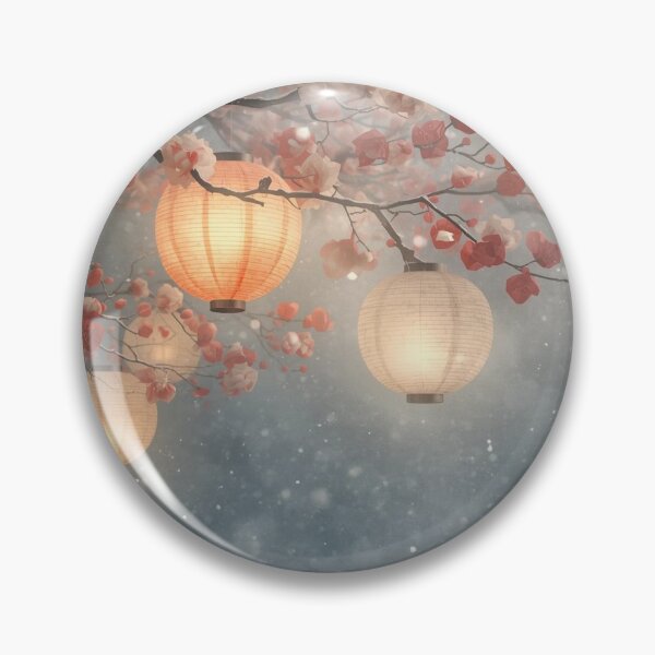Item preview, Lanterns Through the Mist – Japanese Ukiyo-e Winter Light designed and sold by Vandy Fullam.