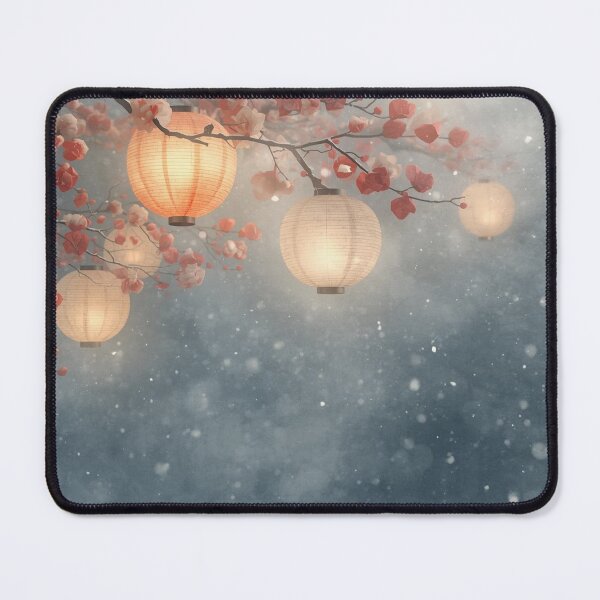 Item preview, Lanterns Through the Mist – Japanese Ukiyo-e Winter Light designed and sold by Vandy Fullam.