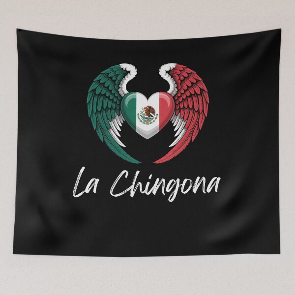 Item preview, La Chingona Mexican Flag Heart with Angel Wings designed and sold by snowry.